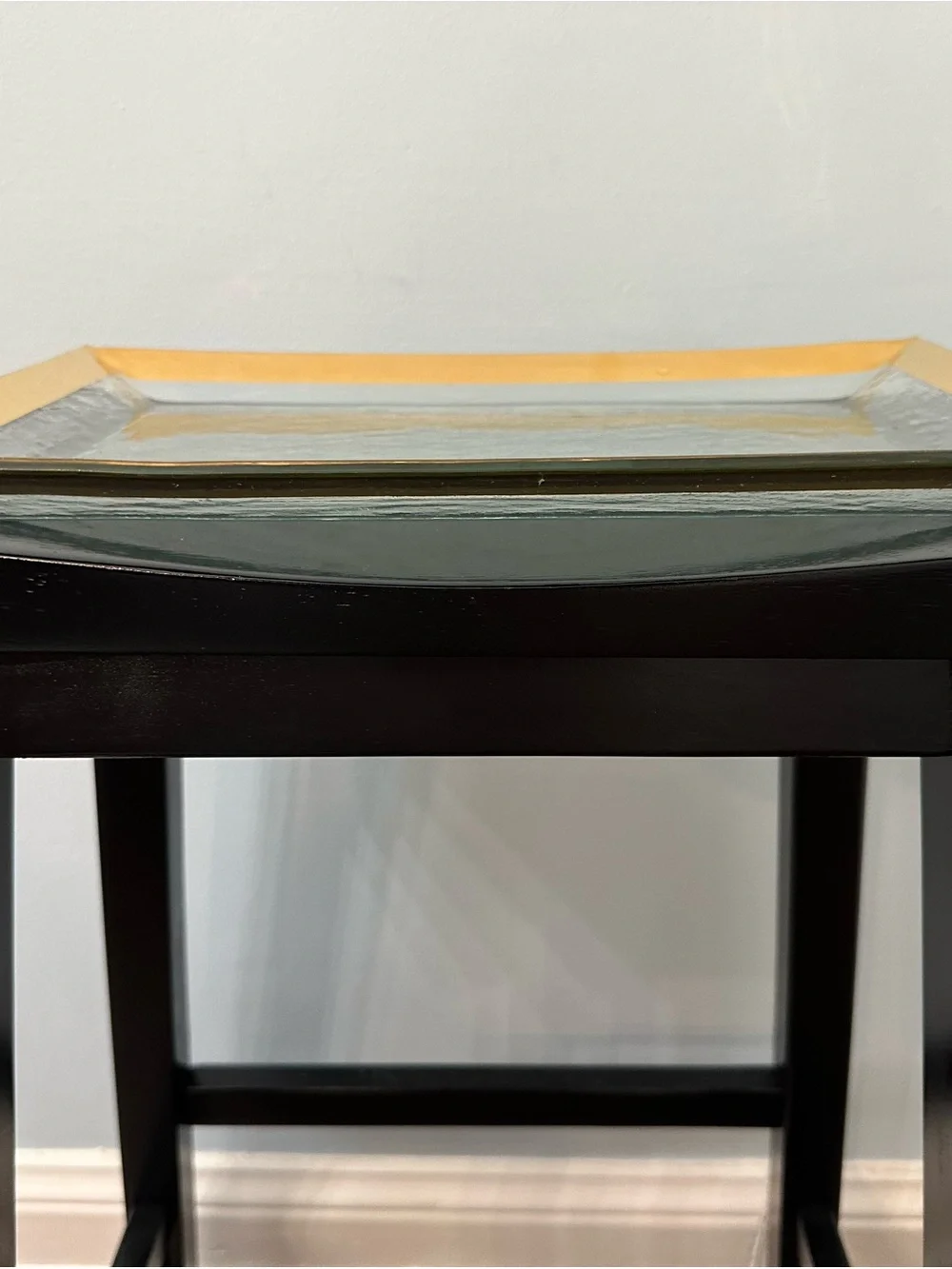 Annieglass Roman Antique Rectangular Glass Tray 24K Gold Rim⁠